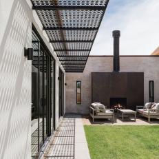Courtyard With Steel Fireplace
