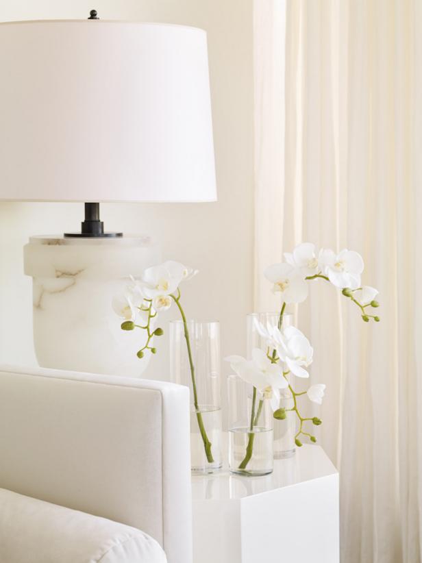 White Lacquer Table and Floral Blooms