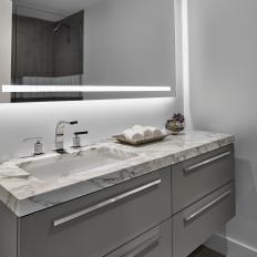 Modern Single Vanity Bathroom With Marble Countertop