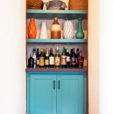 Blue Shelf With Baskets