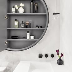 Round Medicine Cabinet and Bathroom Sink