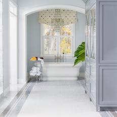 Gray Bathroom With Mosaic Tile Floor