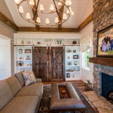 Rustic Living Room With Barn Doors