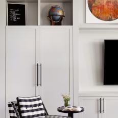 Transitional Media Room with Black and White Accents
