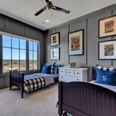 Gray Boys Bedroom with Twin Beds