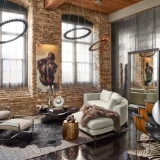 Urban Loft Living Room With Fur Throw