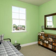 Green Country-Style Kids' Room With Alphabet Dresser