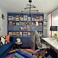 Multicolored Home Office With Gallery Wall