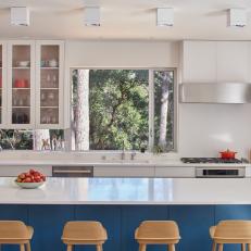 Modern Open Kitchen With Blue Island