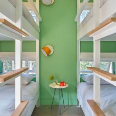 Green Modern Bedroom With Bunk Beds