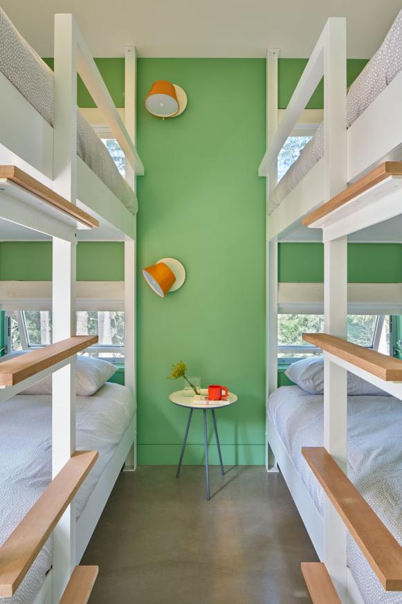 Green Bedroom With Bunk Beds