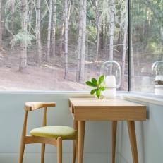 Desk and Windows With Forest View