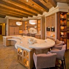 Mediterranean Open Plan Kitchen With Exposed Beams
