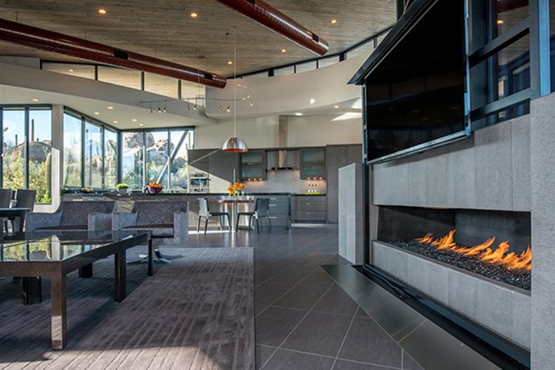 Modern Great Room and Fireplace