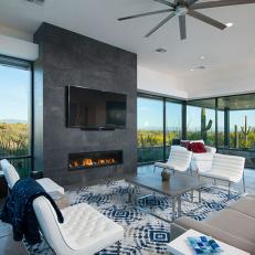 Modern Living Room With Desert View