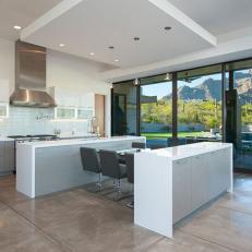 Modern Open Plan Kitchen With Mountain View
