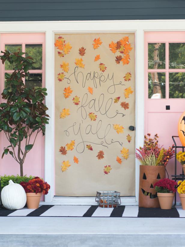 This is one of the easiest ways to add a â  fallâ   statement to your front door on a budget.