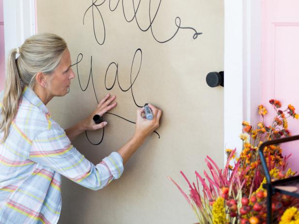 Tip: When you go to write your fall statement make sure to test the marker you chose on a sample of the butcher paper that is not pressed against your door. Just to make sure the ink does not bleed through to your door.