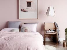 Contemporary Bedroom with Pink Walls and Accents