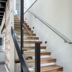 Industrial Staircase With Glass Railing