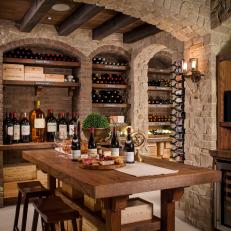 Rustic Wine Cellar with Arches and Natural Stone