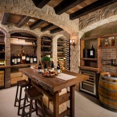 Wine Barrel Sink Adds Personality to Rustic Wine Cellar