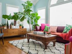 One of our favorite rooms is the sunroom and the happiest fiddle leaf fig in all the land; Glory the Fig.
