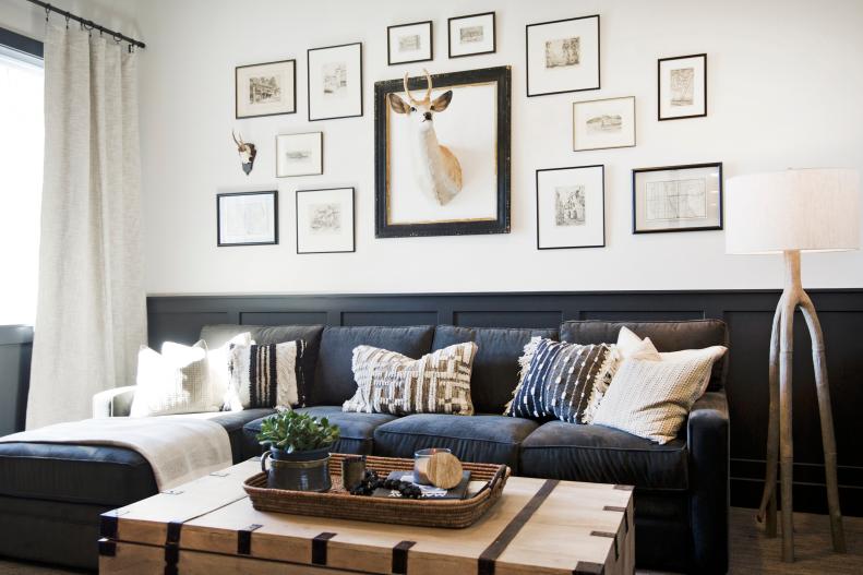 Living Room With Framed Deer
