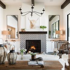 Modern Farmhouse Living Room With Wicker Chairs