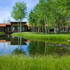 Pond, Trees and House Exterior
