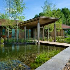Pond and Cabin Exterior