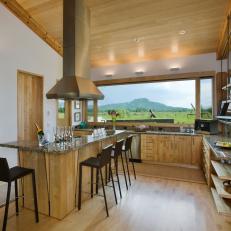 Rustic Open Kitchen With Mountain View