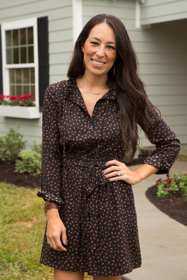 Fixer Upper Host Joanna Gaines in front of the McCall’s renovated home, as seen on HGTV’s Fixer Upper.  (portrait)