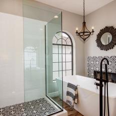 Raised Bathtub and Enlarged Shower Make Remodeled Master Bathroom More Functional and Elegant