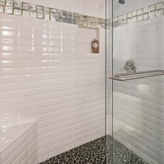 Three Dimensional Tile in Neutral Guest Bathroom