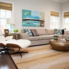 Wood and White Chair in Midcentury Modern Family Room