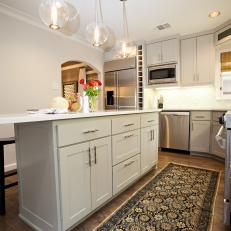 Slender Kitchen Island Adds Storage and Prep Space to Small Kitchen Space