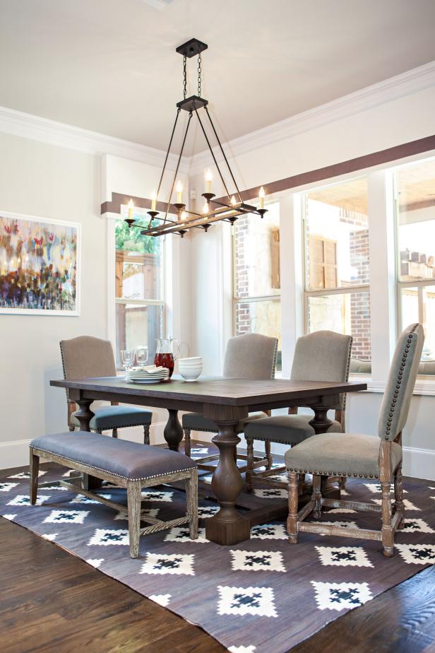 Rustic Contemporary Dining Area With Bench | HGTV