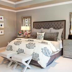 Gray Traditional Bedroom With Gallery Wall