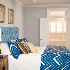 Elegant Gray Bedroom With Pops of Blue