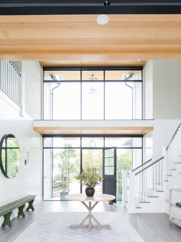 Bright Foyer with Wall of Windows