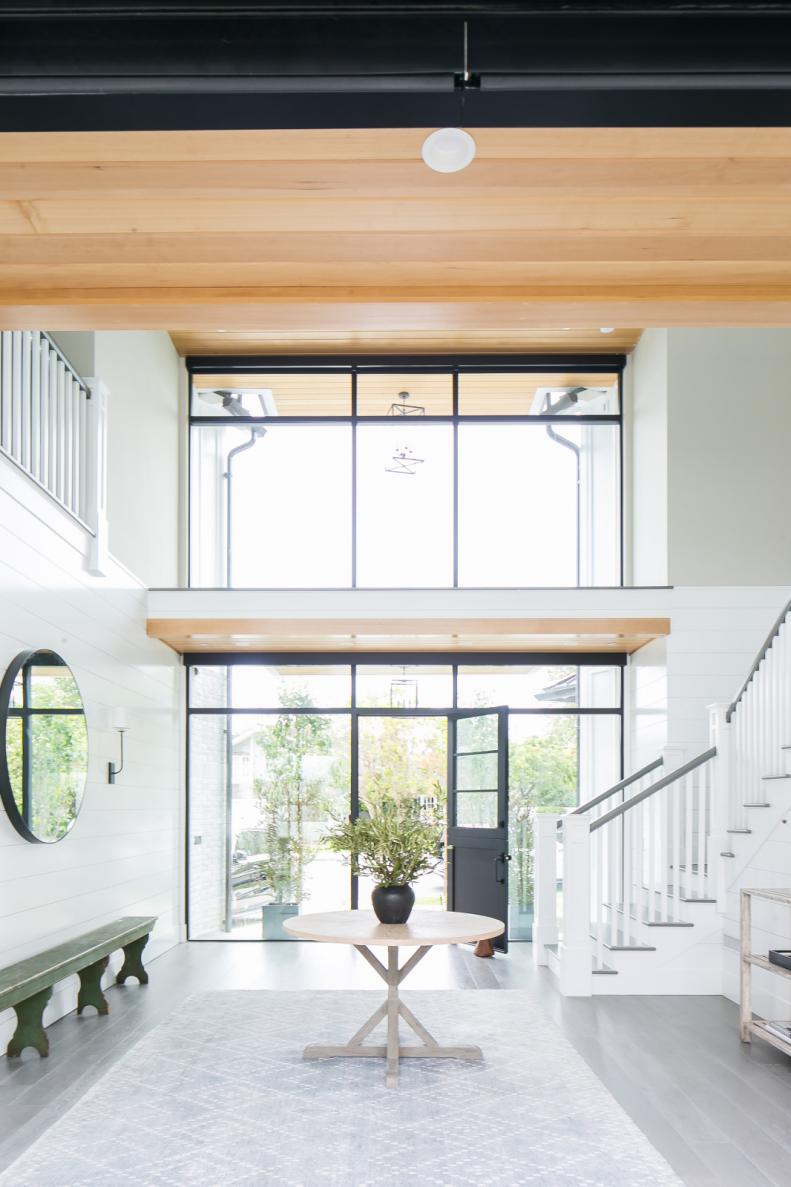 Bright Foyer with Wall of Windows