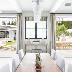 Neutral, Contemporary Dining Room is Open Concept Living Space