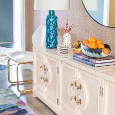 White, Midcentury Modern Buffet in Eclectic-Midcentury Modern Dining Room