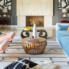 Fireplace Focal Point in Eclectic-Midcentury Modern Living Room