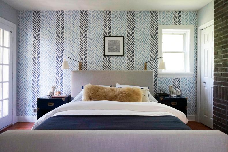 Create a show-stopping bedroom with an upholstered headboard. 