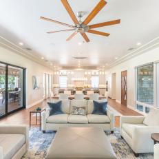 Modern Great Room With Ceiling Fan