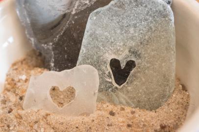 Sea Glass & Stone Heart