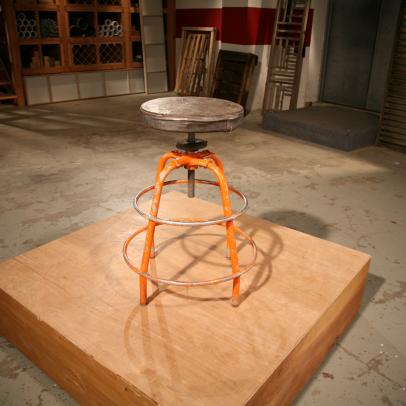 Before: Clunky Industrial Orange Stool