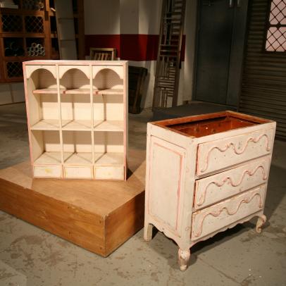 Before: White and Pink 1930s Dressers